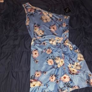 Brand new Medium one strap blue floral dress. Tag still on.